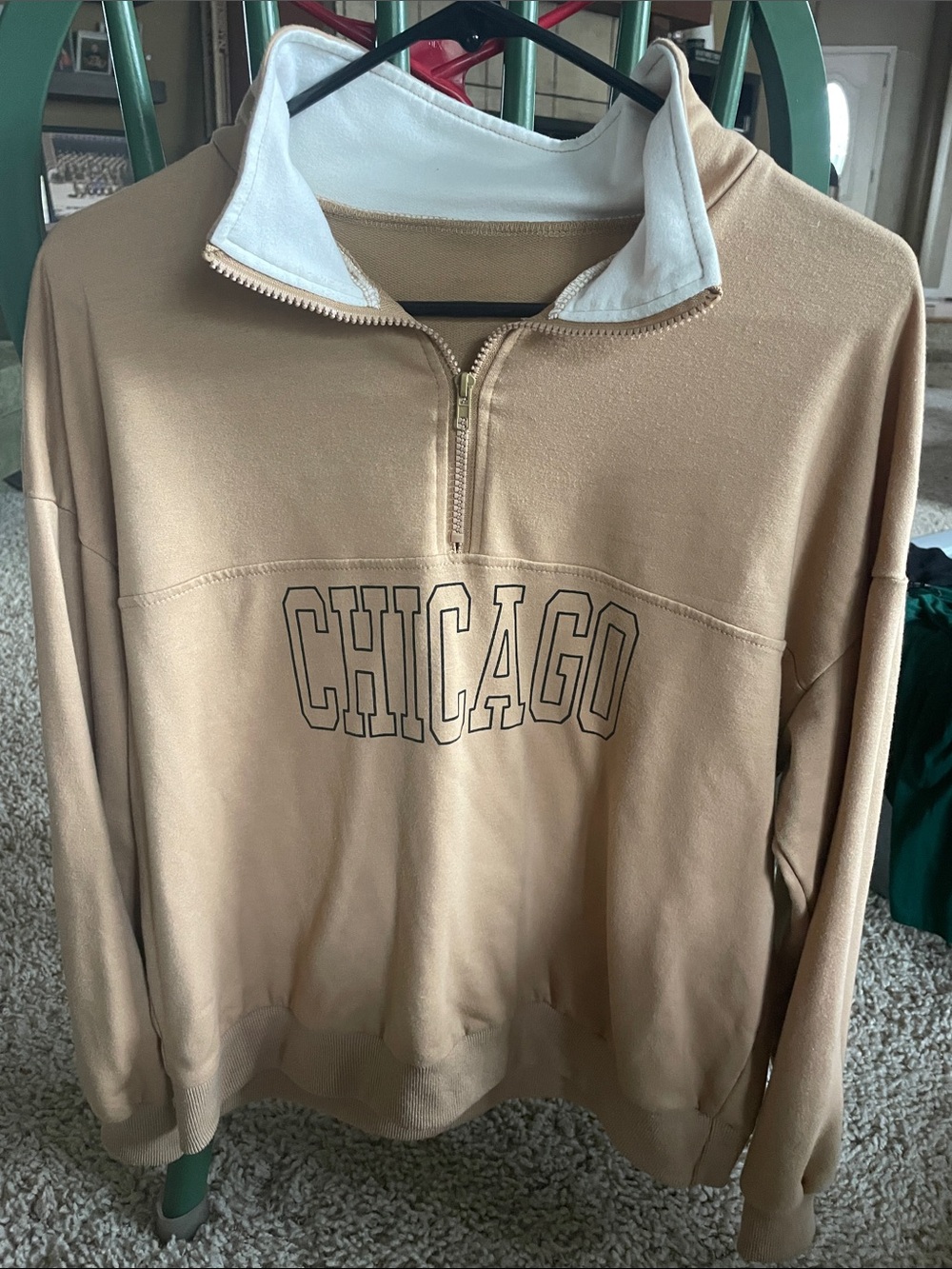 Chicago Half-Zip Pullover Sweatshirt - Tan
